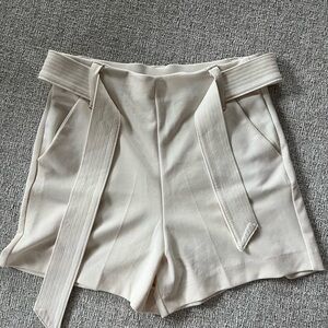 Cream High Waisted Shorts with belt